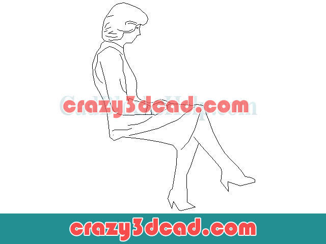 Reading girl figure cad blocks